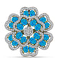 Anel de Prata com Banho de Ouro com Opala Azul Paraib da Etiópia e Topázio Branco  Contraste: Cabeca de Veado (800)