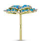 Anel de Prata com Banho de Ouro com Opala Azul Paraib da Etiópia e Topázio Branco  Contraste: Cabeca de Veado (800)