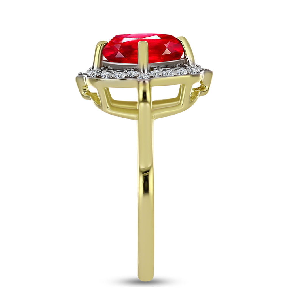 Anel de Prata com Banho de Ouro com Ágata Vermelha e Topázio Branco  Contraste: Cabeca de Veado (800) 4 