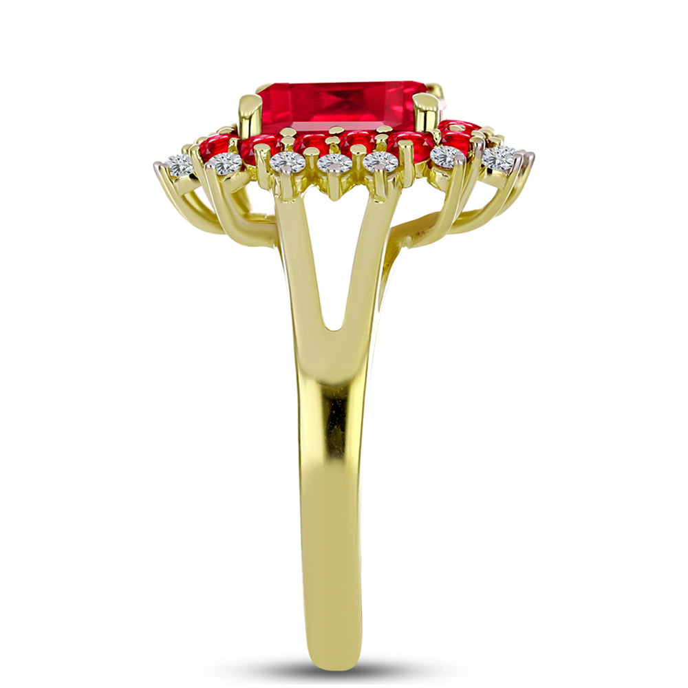 Anel de Prata com Banho de Ouro com Ágata Vermelha e Topázio Branco  Contraste: Cabeca de Veado (800) 4 