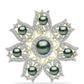 Alfinete de Prata com Banho de Ouro com Pérola de água doce com tonalidade verde estilo Taiti e Topázio Branco  Contraste: Cabeca de Veado (800)