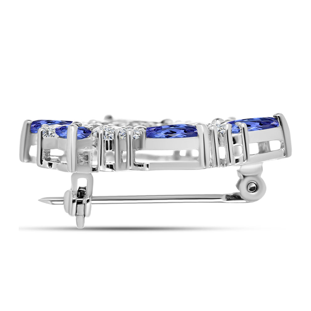 Alfinete de Prata com Tanzanite e Topázio Branco  Contraste: Cabeca de Veado (800) 2 