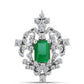 Alfinete de Prata com Esmeralda do Brasil e Topázio Branco