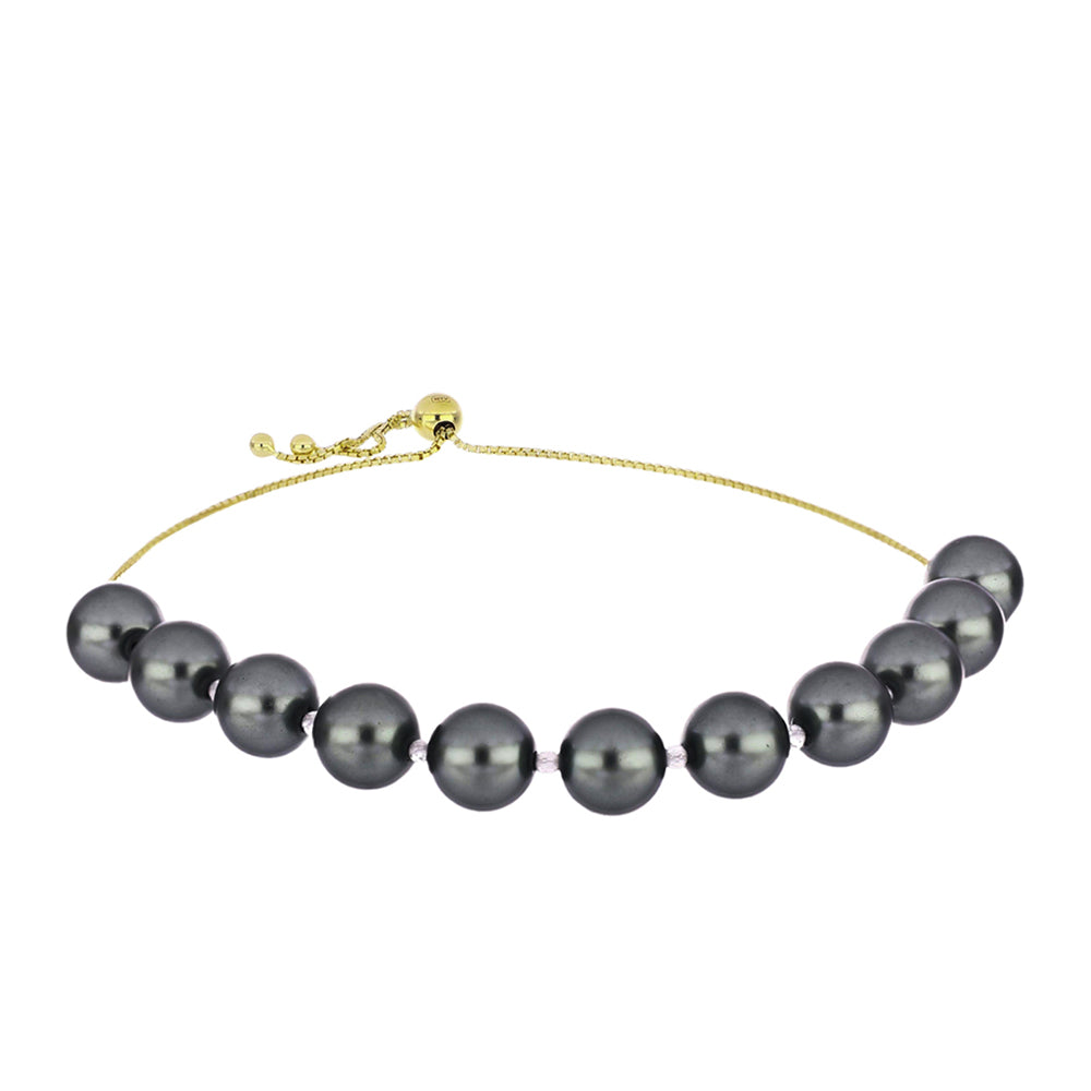 Pulseira de Prata com Banho de Ouro com Pérola de água doce com tonalidade verde estilo Taiti 1 