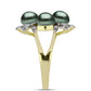 Anel de Prata com Banho de Ouro com Pérola de água doce com tonalidade verde estilo Taiti e Topázio Branco  Contraste: Cabeca de Veado (800)