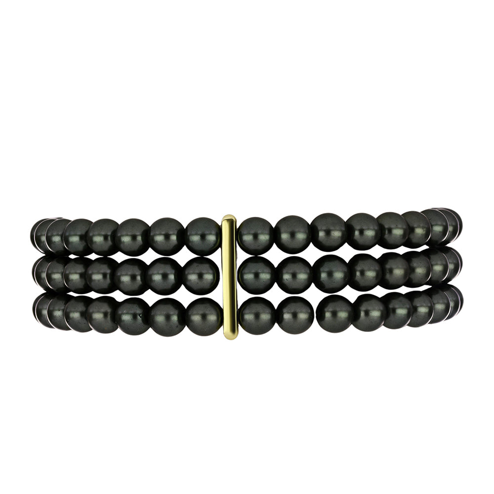 Pulseira de Prata com Banho de Ouro com Pérola de água doce com tonalidade verde estilo Taiti 1 