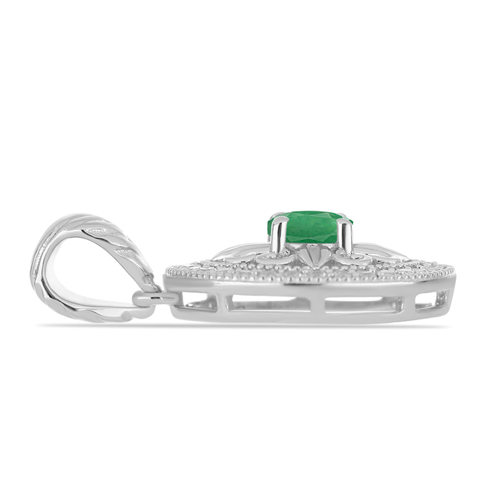 Pendente de Prata com Esmeralda do Brasil e Topázio Branco 2 