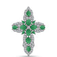 Cruz Pendente de Prata com Esmeralda do Brasil e Topázio Branco  Contraste: Cabeca de Veado (800)