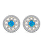 Brincos de Prata com Banho de Ouro com Opala Azul Paraib da Etiópia e Topázio Branco