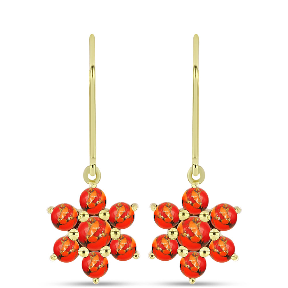 Brincos de Prata com Banho de Ouro com Turquesa de Mohave 1 