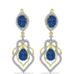 Brincos de Prata com Banho de Ouro com Drusy Azul e Topázio Branco  Contraste: Cabeca de Veado (800)