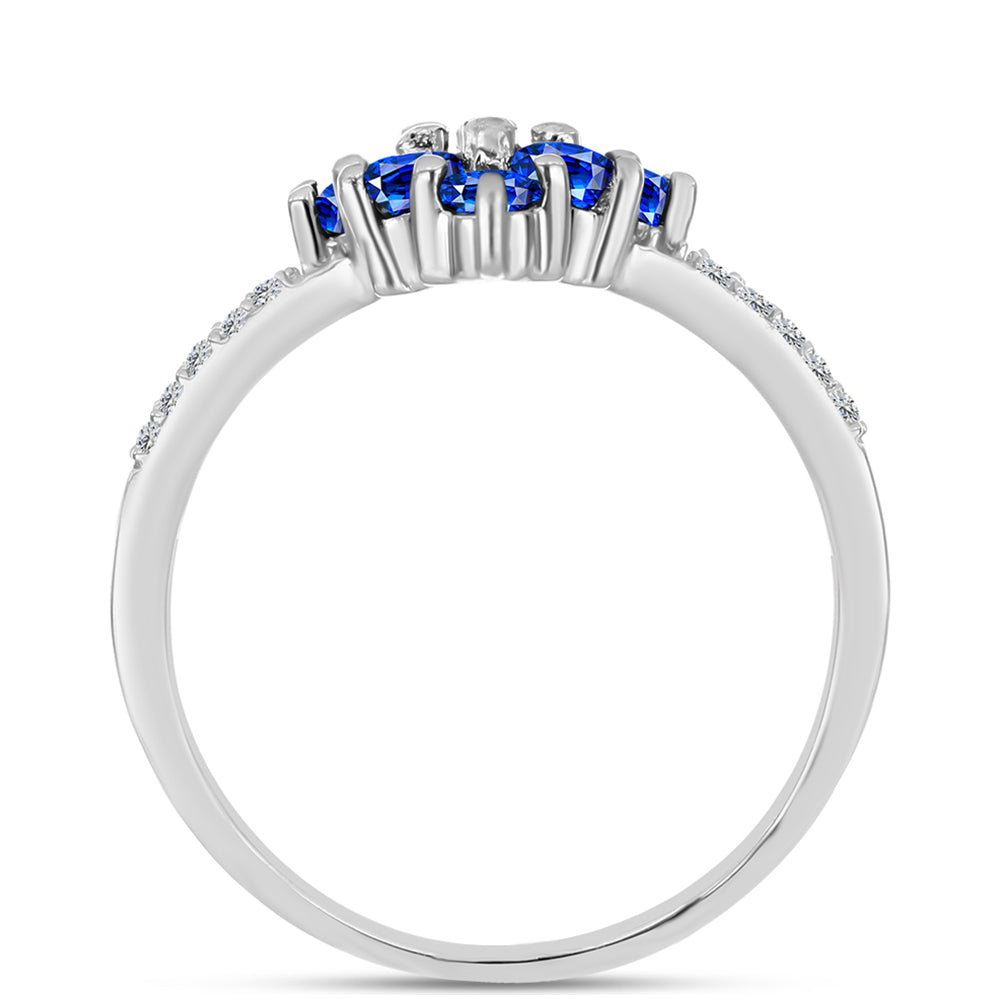 Anel de Prata com Safira Azul Australiana e Topázio Branco  Contraste: Cabeca de Veado (800)