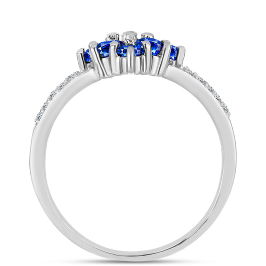 Anel de Prata com Safira Azul Australiana e Topázio Branco  Contraste: Cabeca de Veado (800)