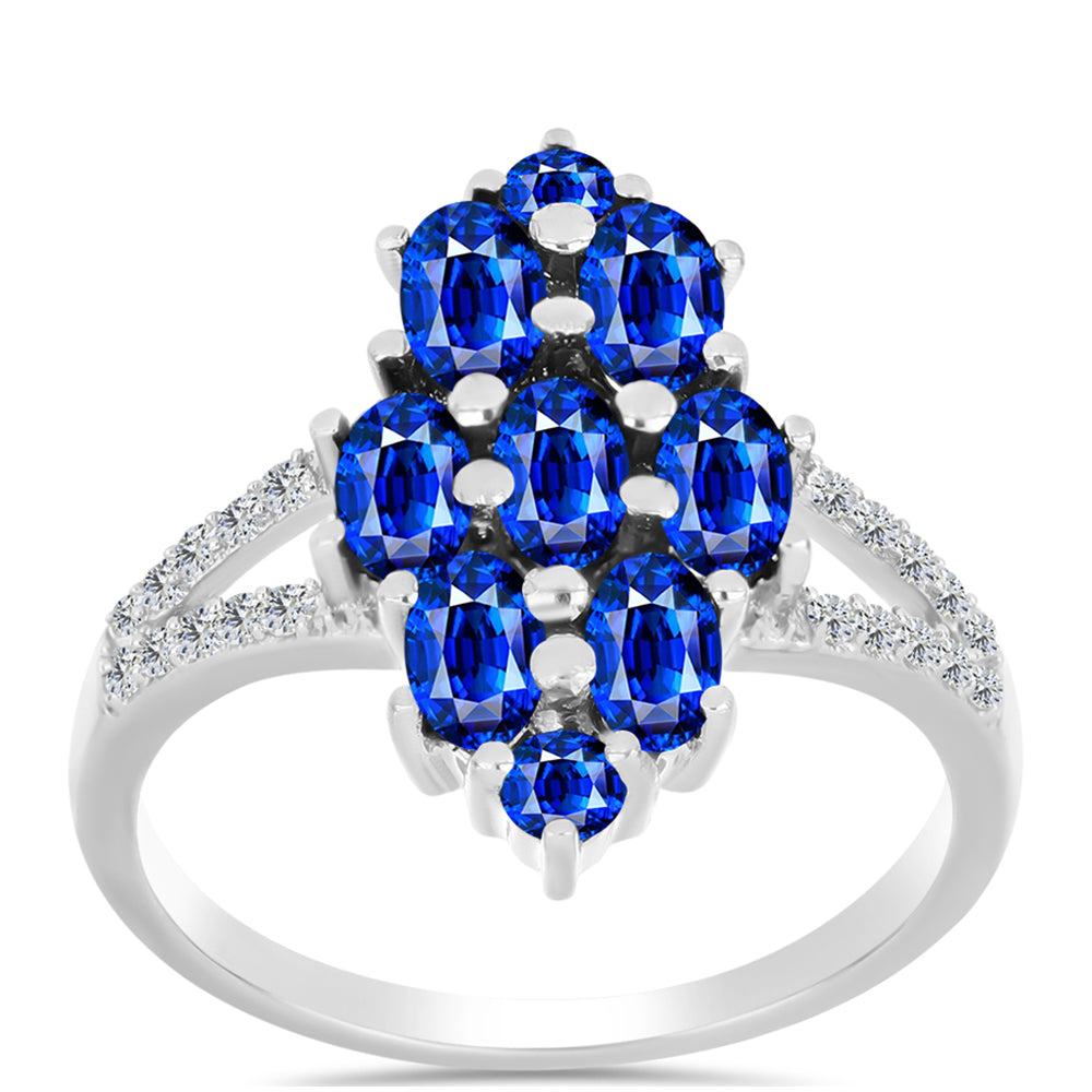 Anel de Prata com Safira Azul Australiana e Topázio Branco  Contraste: Cabeca de Veado (800) 3 