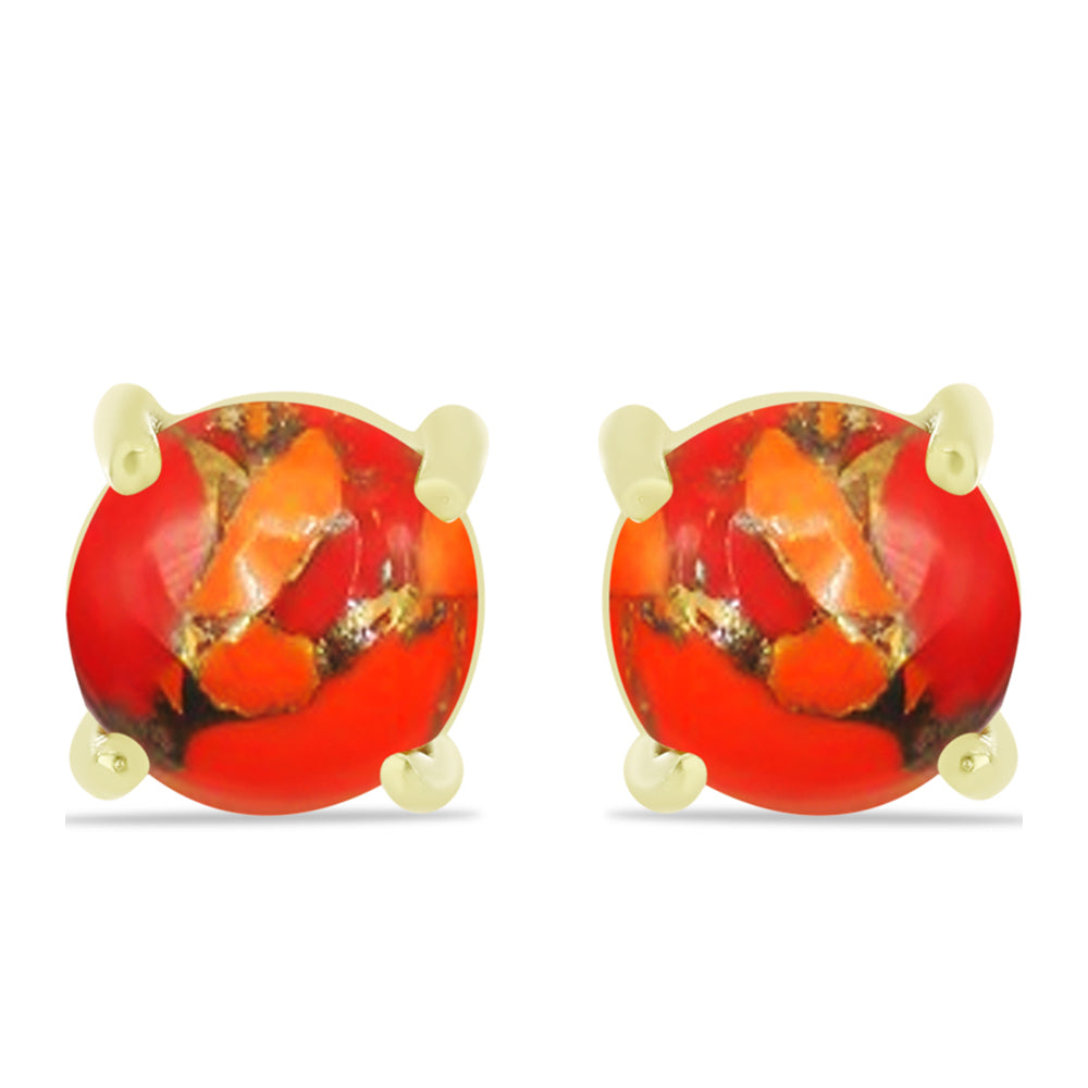 Brincos de Prata com Banho de Ouro com Turquesa de Mohave