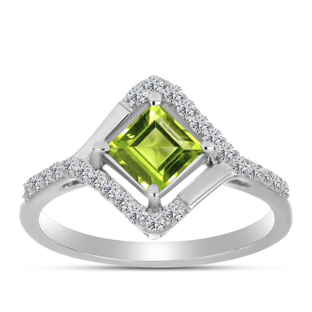 Anel de Prata com Peridoto de Changbai e Topázio Branco  Contraste: Cabeca de Veado (800) 3 