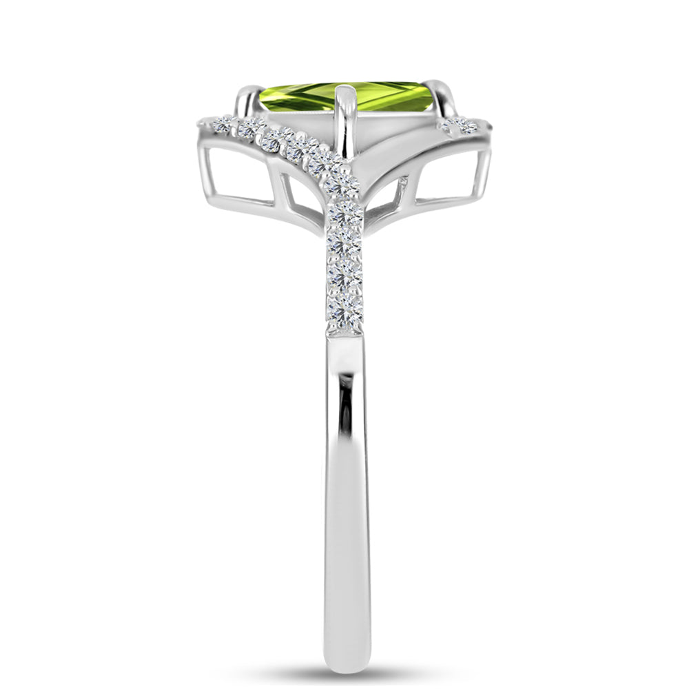 Anel de Prata com Peridoto de Changbai e Topázio Branco  Contraste: Cabeca de Veado (800)