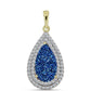 Pendente de Prata com Banho de Ouro com Drusy Azul e Topázio Branco