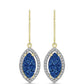 Brincos de Prata com Banho de Ouro com Drusy Azul e Topázio Branco