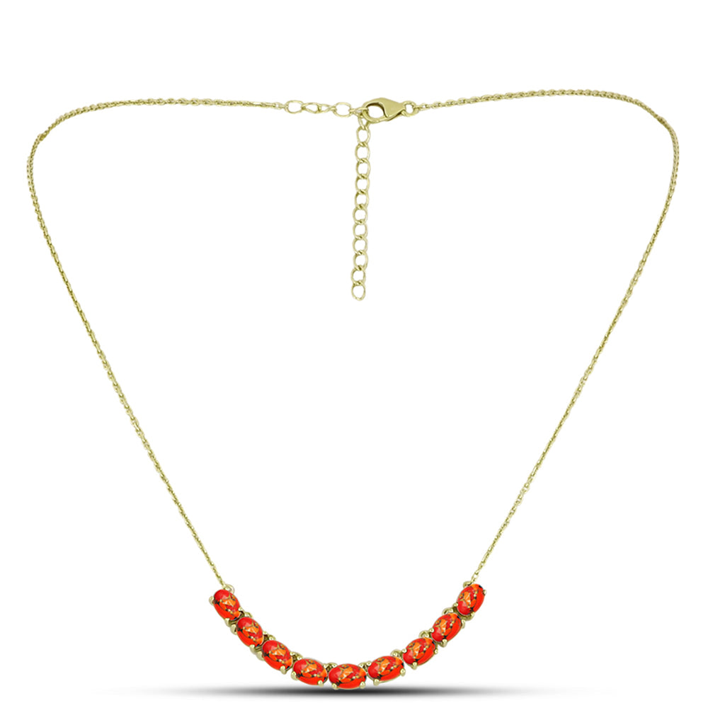 Colar de Prata com Banho de Ouro com Turquesa de Mohave  Contraste: Cabeca de Veado (800)