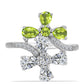 Anel de Prata com Peridoto de Changbai e Topázio Branco  Contraste: Cabeca de Veado (800)