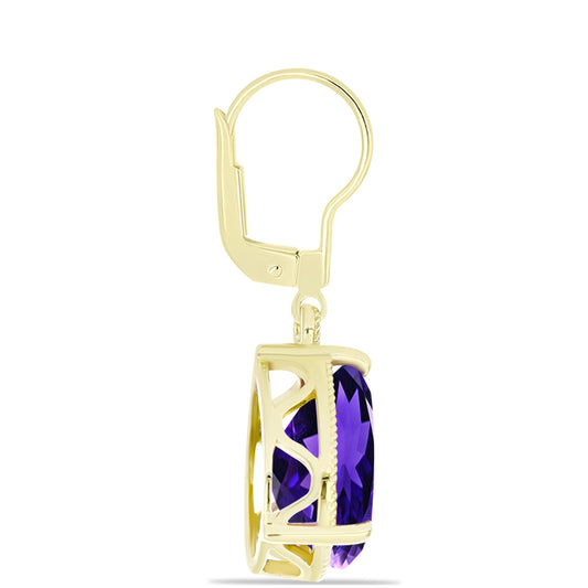 Brincos de Prata com Banho de Ouro com Ametista de Marrocos