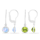 Conjunto de Prata com Peridoto de Changbai e Pedra da Lua Arco-íris ( Brincos )
