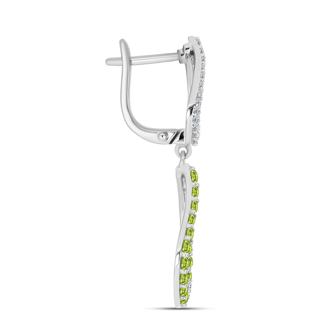 Brincos de Prata com Peridoto de Changbai e Topázio Branco  Contraste: Cabeca de Veado (800)