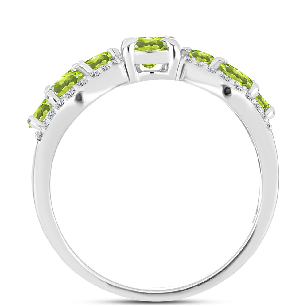 Anel de Prata com Peridoto de Changbai e Topázio Branco  Contraste: Cabeca de Veado (800)