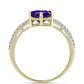 Anel de Prata com Banho de Ouro com Ametista de Marrocos e Topázio Branco  Contraste: Cabeca de Veado (800)