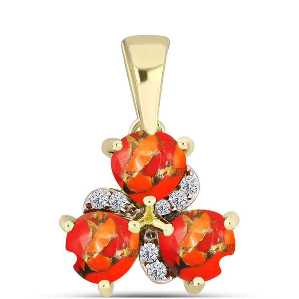 Pendente de Prata com Banho de Ouro com Turquesa de Mohave e Topázio Branco 1 