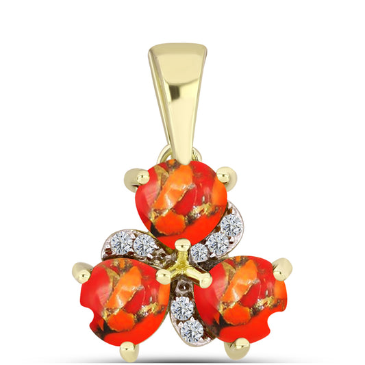 Pendente de Prata com Banho de Ouro com Turquesa de Mohave e Topázio Branco