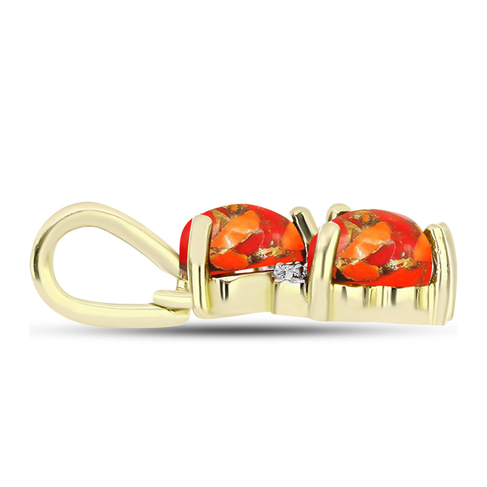 Pendente de Prata com Banho de Ouro com Turquesa de Mohave e Topázio Branco
