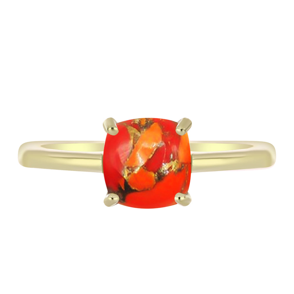 Anel de Prata com Banho de Ouro com Turquesa de Mohave 1 