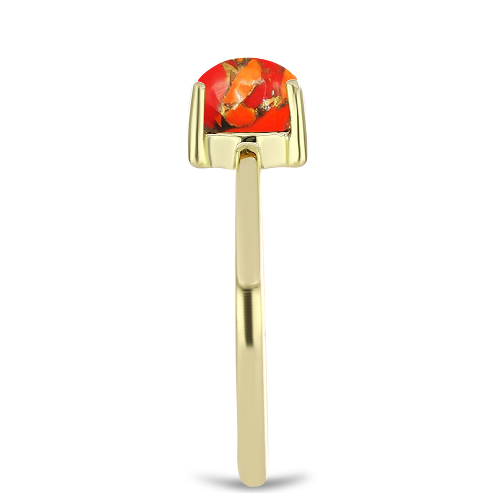 Anel de Prata com Banho de Ouro com Turquesa de Mohave 4 