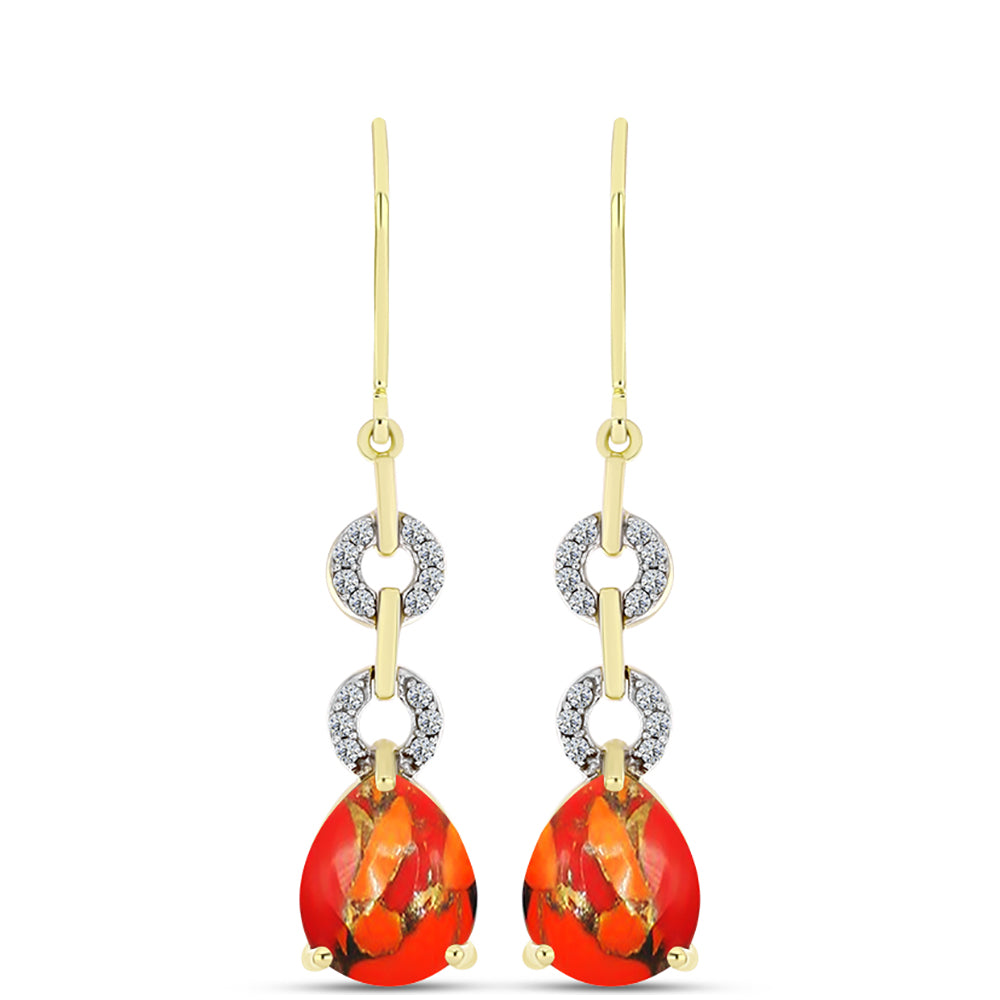 Brincos de Prata com Banho de Ouro com Turquesa de Mohave e Topázio Branco 1 