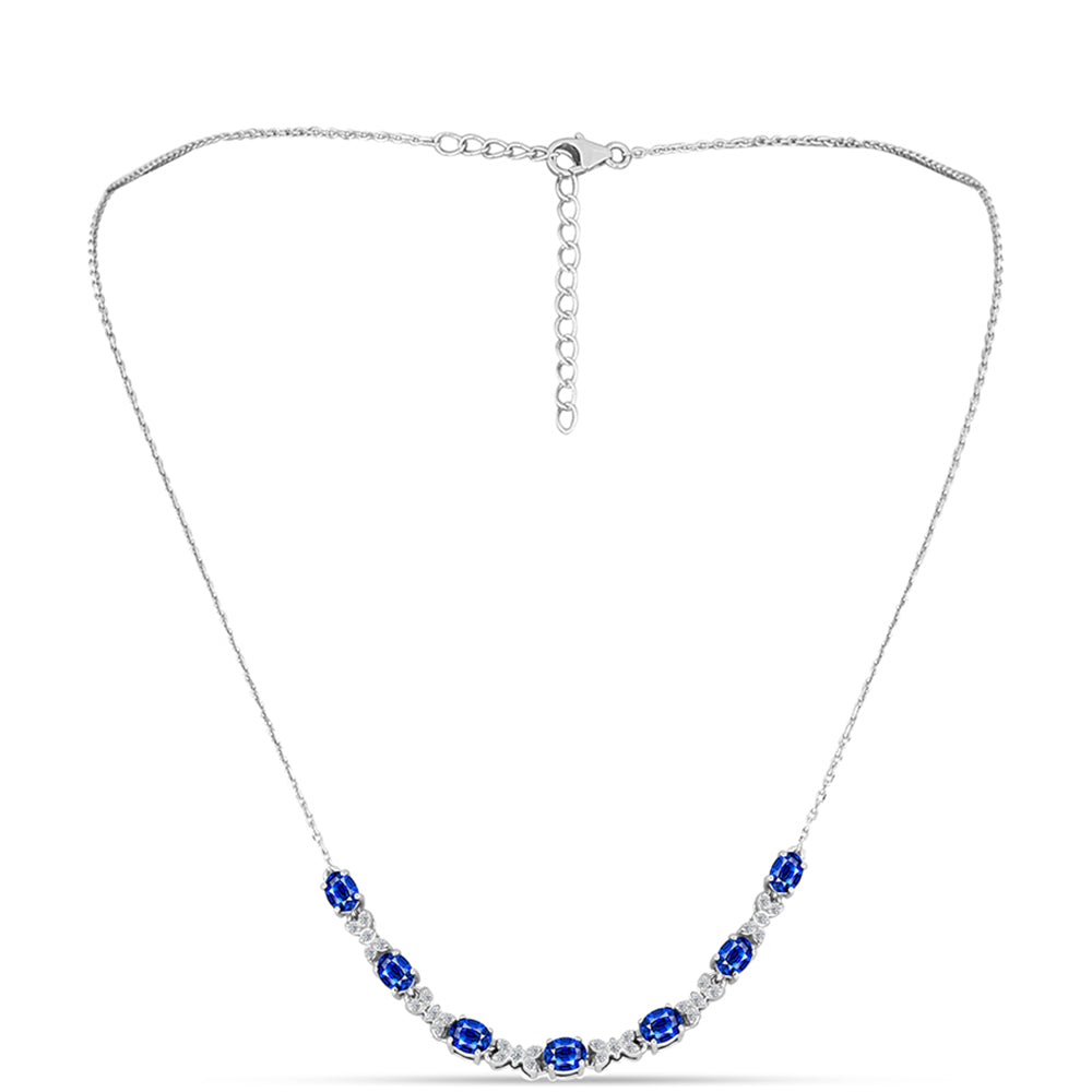 Colar de Prata com Safira Azul Australiana e Topázio Branco  Contraste: Cabeca de Veado (800) 1 