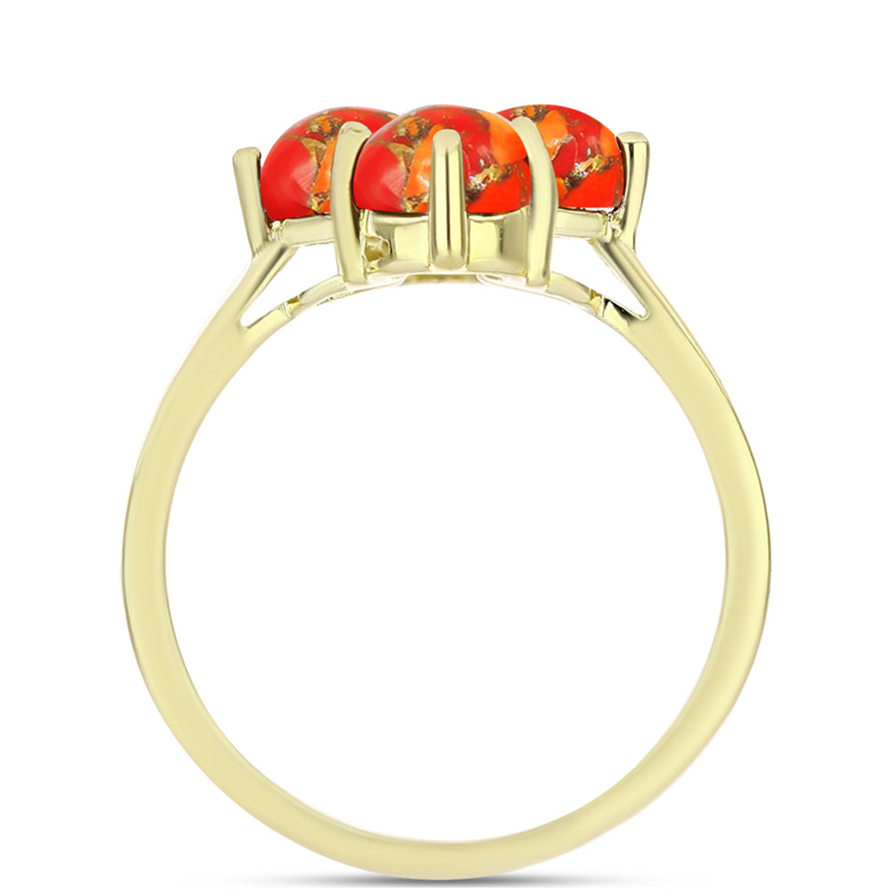 Anel de Prata com Banho de Ouro com Turquesa de Mohave 2 