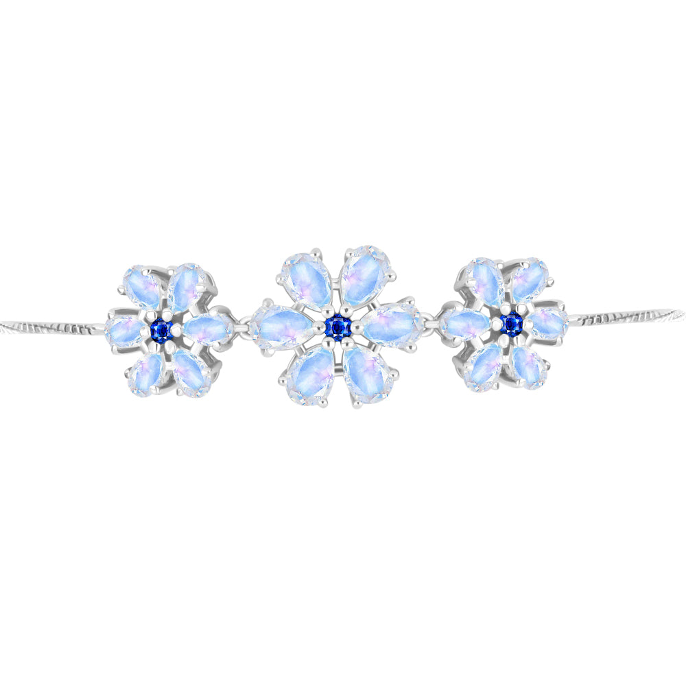 Pulseira de Prata com Safira Azul Australiana e Pedra da Lua Arco-íris  Contraste: Cabeca de Veado (800) 2 