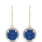 Brincos de Prata com Banho de Ouro com Drusy Azul e Topázio Branco