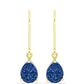 Brincos de Prata com Banho de Ouro com Drusy Azul