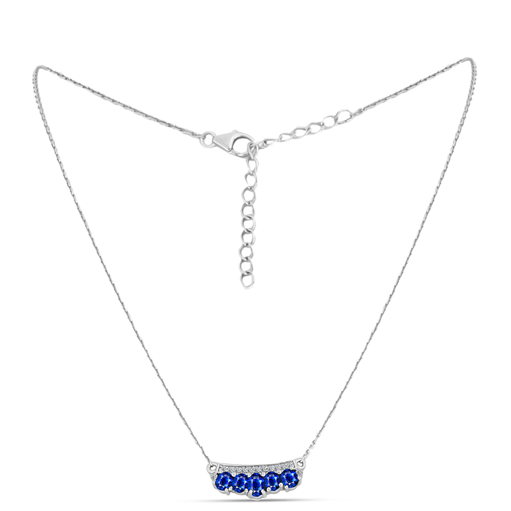 Colar de Prata com Safira Azul Australiana e Topázio Branco  Contraste: Cabeca de Veado (800)