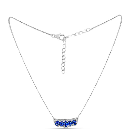 Colar de Prata com Safira Azul Australiana e Topázio Branco  Contraste: Cabeca de Veado (800)