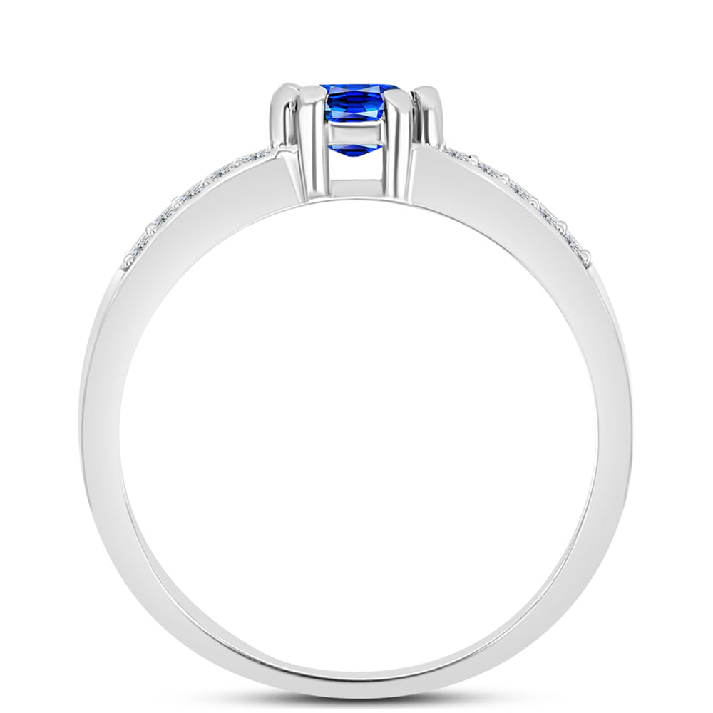 Anel de Prata com Safira Azul Australiana e Topázio Branco  Contraste: Cabeca de Veado (800)