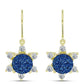 Brincos de Prata com Banho de Ouro com Drusy Azul e Topázio Branco