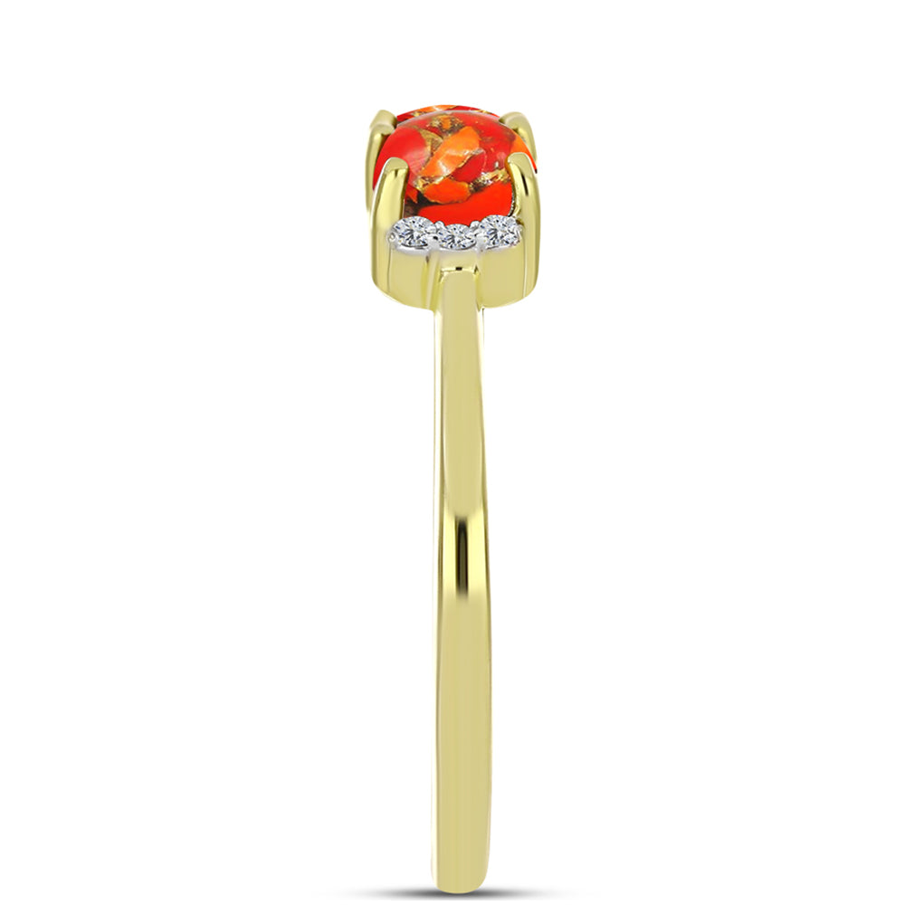 Anel de Prata com Banho de Ouro com Turquesa de Mohave e Topázio Branco