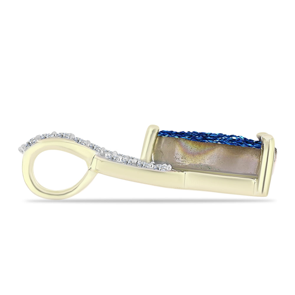 Pendente de Prata com Banho de Ouro com Drusy Azul e Topázio Branco 2 