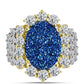 Anel de Prata com Banho de Ouro com Drusy Azul e Topázio Branco  Contraste: Cabeca de Veado (800)