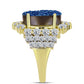 Anel de Prata com Banho de Ouro com Drusy Azul e Topázio Branco  Contraste: Cabeca de Veado (800)