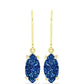 Brincos de Prata com Banho de Ouro com Drusy Azul